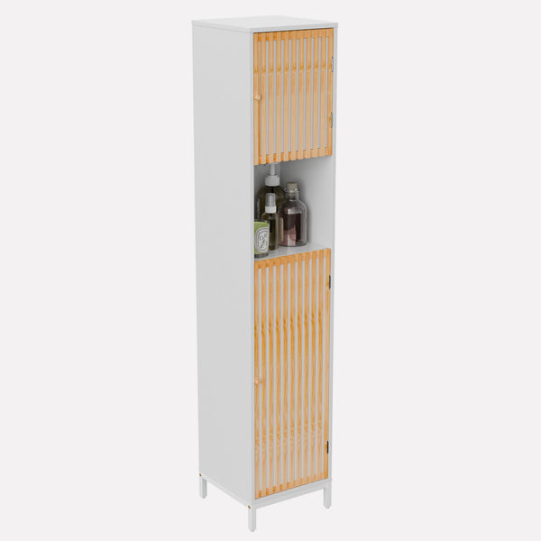 English Elm Bathroom Tall Storage Cabinet With Bamboo Doors - Space-Saving, Stylish, And Moisture-Resistant Design W2992P233445