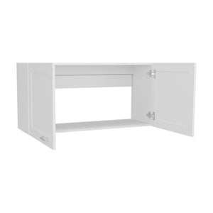 English Elm Utica Wall Cabinet with Mirrored Front and Clear Shelves for Modern Kitchens — Durable Engineered Wood Storage White B092P309179