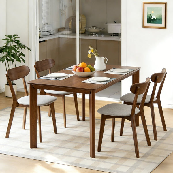 English Elm Solid Natural Wood Mid-century Dining Chairs Curved Back Upholstered Seat Set of 2 W3204P429363