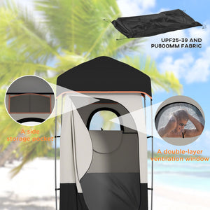 English Elm Outsunny Privacy Shower Tent for Camping with Solar Bag Rainfly and Carry Tube Black W2225P200368