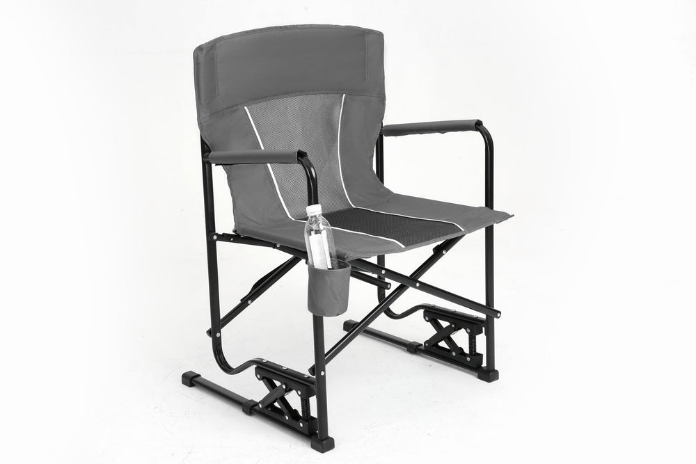 English Elm Outdoor Freestyle Rocker Camping Chair with Spring-Action Shock Absorbers, Eazy-Fold Setup, Mesh Backrest and Cup Holder for Comfort and Durability Gray W640P224429
