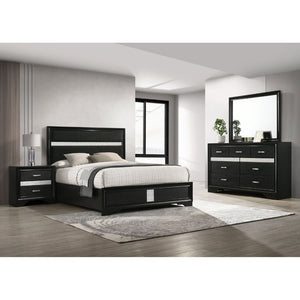 English Elm Annie Glam White Full Storage Bedroom Set with Crystal Pulls and Glitter Accents Black B062S01609