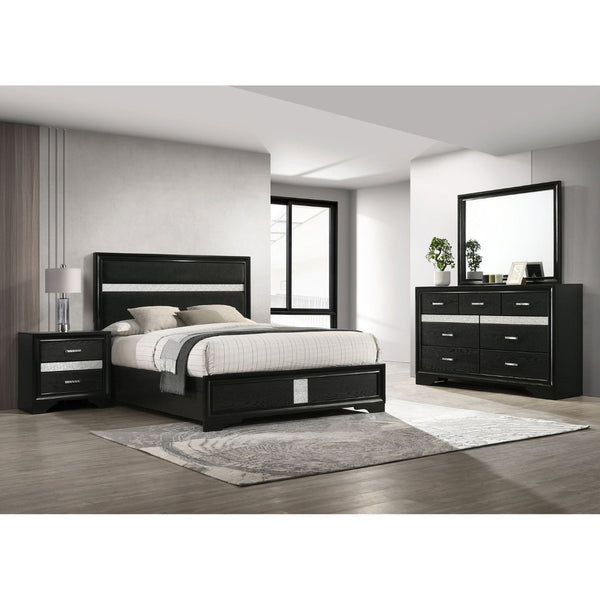 English Elm Annie Glam White Full Storage Bedroom Set with Crystal Pulls and Glitter Accents Black B062S01609
