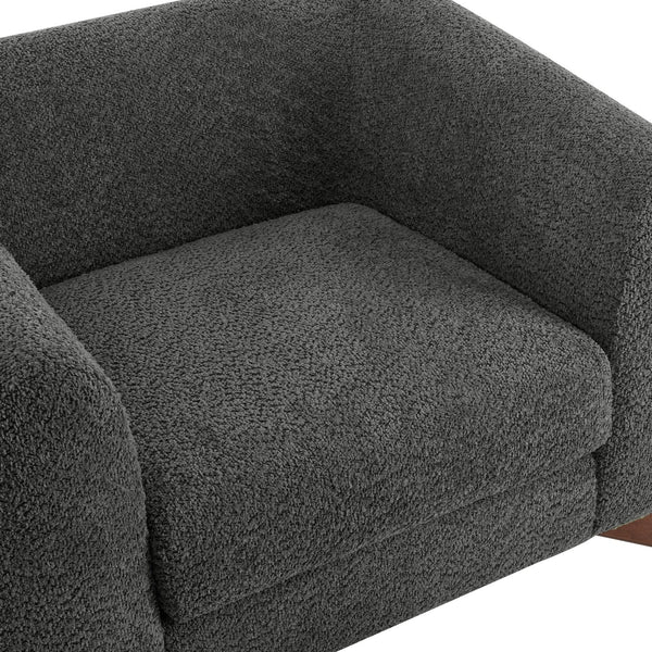 English Elm Christopher Knight Home® - Modern Upholstered Round Arm Accent Chair with Velvet Finish, Elegant Curved Back and Three Legs Design Dark Gray,Walnut 39.5 L x 32.5 W x 23.25 H N776P216196C