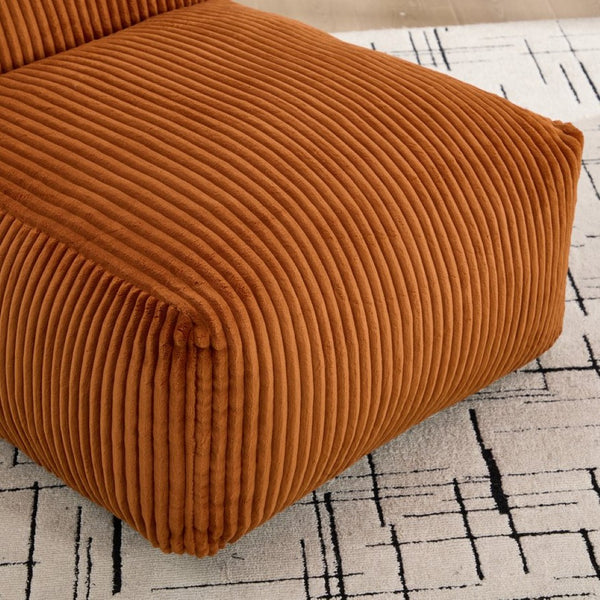 English Elm Big Corduroy Lounger Bean Bag with Ottoman Memory Foam Fill for Living Room Orange W395P435350