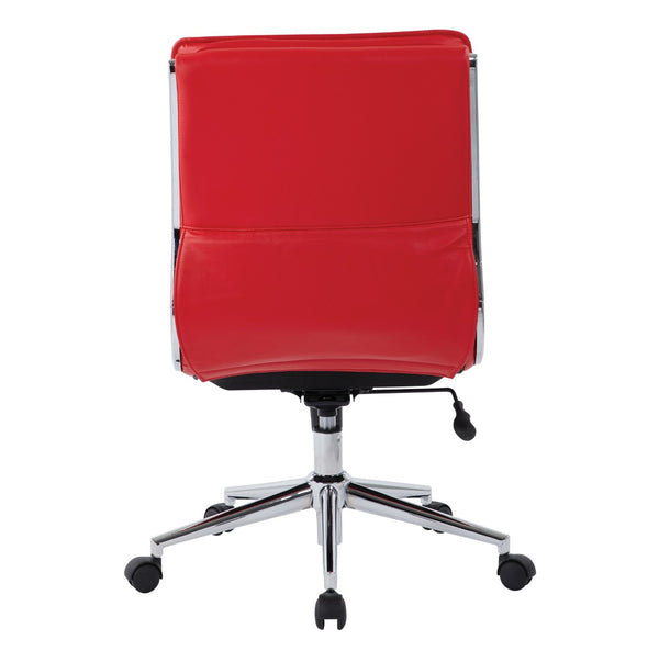 OSP Home Furnishings Armless Mid-back Faux Leather Office Chair with Lumbar Support and Chrome Base Red SPX23592C-U9