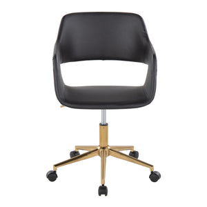 English Elm Margarite Contemporary Task Chair: Stylish Black Faux Leather & Gold Metal Base For Ergonomic Comfort B202P223911