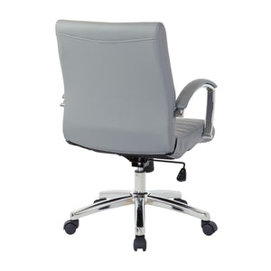 OSP Home Furnishings Executive Low Back Faux Leather Office Chair with Chrome Base for Professional Workspaces Charcoal FL92011C-U42