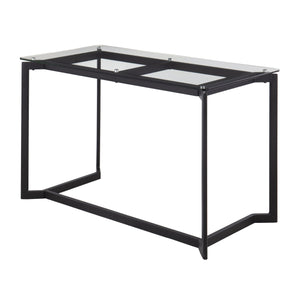 English Elm Masters Modern Office Desk Black Steel Frame with Tempered Clear Glass Top — Sleek 50" Workstation Elegance B202P223966