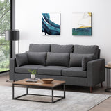 Christopher Knight Home® - Noble House - Roselle Contemporary 3 Seater Fabric Sofa, Charcoal And Espresso