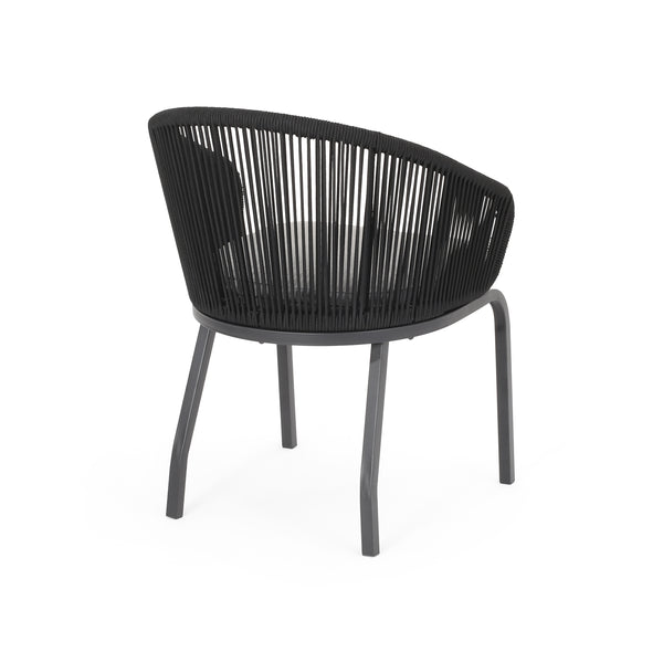 English Elm Christopher Knight Home® - CANDLEWOOD Woven Rope Club Chair Set of 2 - Modern Black Metal Frame, Water-Resistant Cushions, Handcrafted 65762.00BLK
