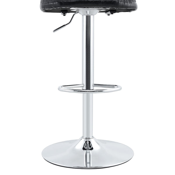 English Elm Set of 2 Adjustable Pu Leather Barstools with Chrome Base for Kitchen or Home Bar Black,Silver W3875P378576