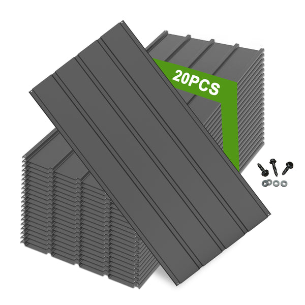 English Elm 20 Corrugated Metal Roofing Panels 3.54ft x1.64ft Galvanized DIY-Friendly Durable Weatherproof Panels Gray W1859P385452