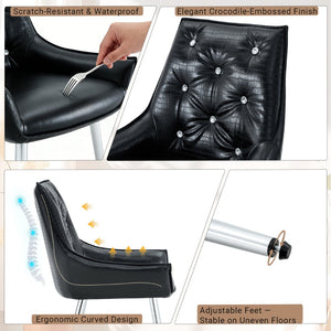 English Elm Crocodile Textured Pu Leather Accent Chair Diamond Tufted with Chrome Metal Legs W3493P456316