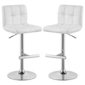 English Elm Lenny White Upholstered Adjustable Bar Stool Set of 2 — Plush Leatherette, Armless Comfort, Sleek Elegance B062P344919
