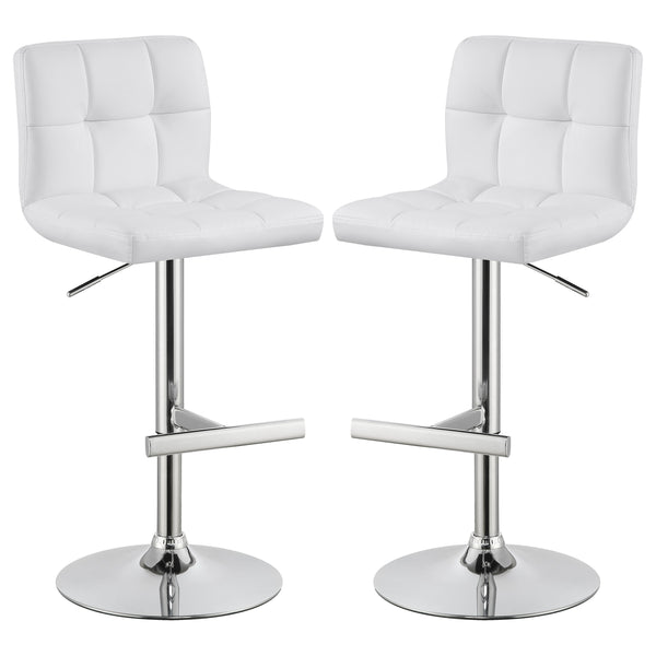 English Elm Lenny White Upholstered Adjustable Bar Stool Set of 2 — Plush Leatherette, Armless Comfort, Sleek Elegance B062P344919