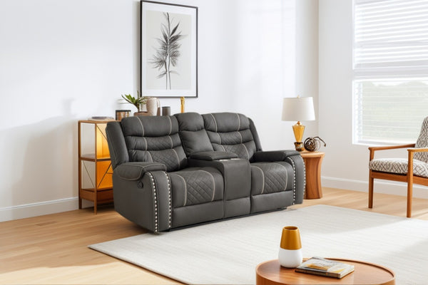 English Elm Recliner Club Chair Microfiber Upholstered with Brass Nailhead Trim for Living Room W3900P386434