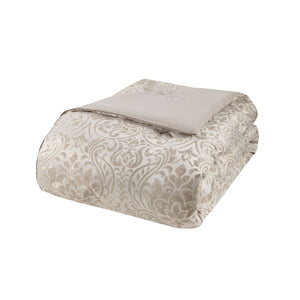 English Elm 12 Madison Park Emilia Jacquard Comforter Set Queen with Metallic Damask, Euro Shams, Sheets & Pillows khaki 18.7 L x 13.98 W x 12.4 H B03597187