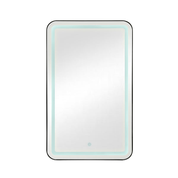 English Elm Rectangle LED Medicine Cabinet Mirror with Soft Touch Light, Magnetic Accessories, Tempered Shelves, Wall-Mounted Storage Black W688P210792