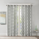 Madison Park Eden Modern/Contemporary Fretwork Burnout Sheer Curtain Panel MP40-3779 Grey