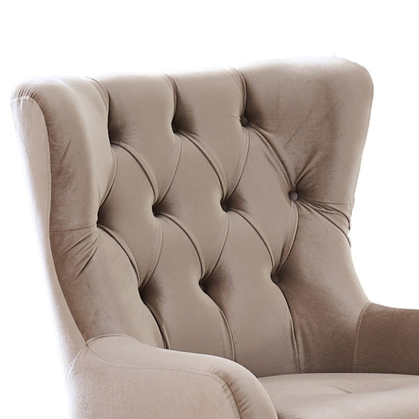 English Elm Lippa Tufted Upholstered Accent Chair with Gold Steel Legs for Glam Living Spaces Taupe B009P442554