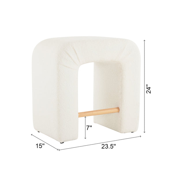 English Elm Christopher Knight Home® - 24'' Boucle stool with inverted U design, cozy loop-pile seating, durable rubberwood footrest, modern set of 2 White N780P187017K