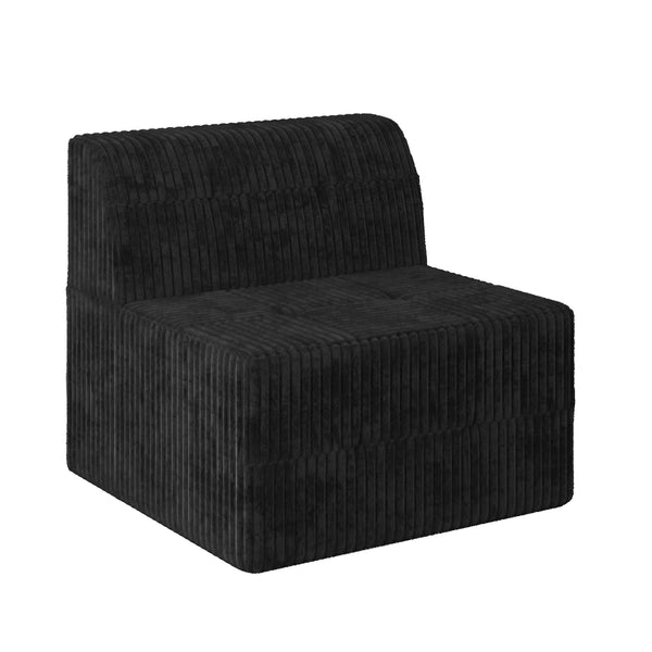 English Elm Single seat sofa Modular Compressed Sectional Corduroy Sleeper Couch Spacious Plush Foam Lounger, Space-Saving Design for Living Room and Bedroom Black W487P230479