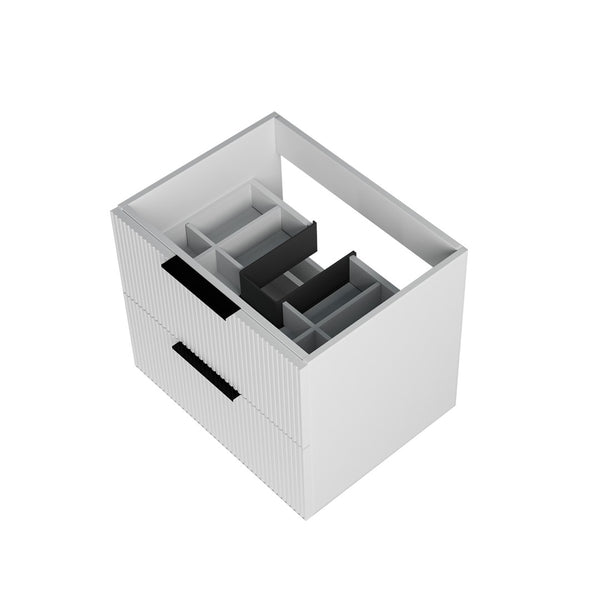 English Elm 060 Floating Wall Mounted Bathroom Vanity Cabinet with Soft Close Drawers Modern White W3520P345977