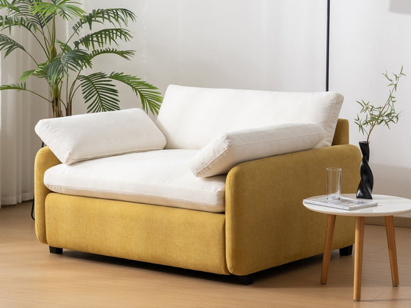 English Elm 50*43" Oversized Chenille Armchair Deep Lounge Seat Modern Minimalist Living Room Chair Cream,Yellow N723S5042L