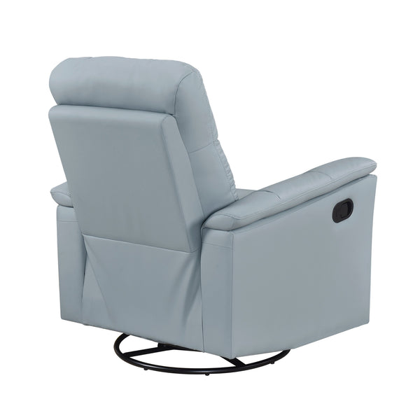 English Elm Blue Leather Swivel Glider Recliner Chair - Top Grain Match Leather, Plush Padding, 360° Comfort Recliner B011P329276
