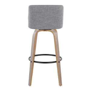 English Elm Toriano 30" Fixed-Height Barstools With Swivel, Grey Fabric & Light Wood, Set Of 2 For Modern Spaces B202S00659-GIGA