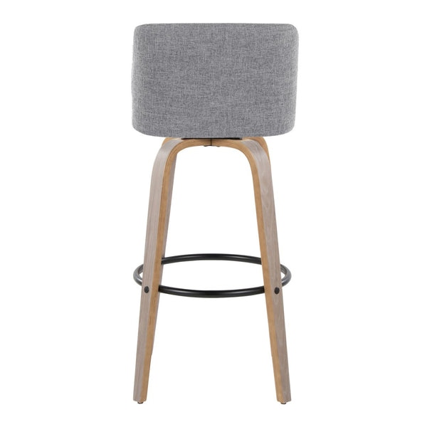 English Elm Toriano 30" Fixed-Height Barstools With Swivel, Grey Fabric & Light Wood, Set Of 2 For Modern Spaces B202S00659-GIGA