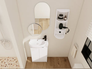 English Elm 23" Freestanding Ceramic Vessel Sink Vanity with Soft Close Cabinet and Wall Rack W999S00490