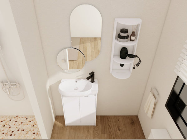 English Elm 23" Freestanding Ceramic Vessel Sink Vanity with Soft Close Cabinet and Wall Rack W999S00490
