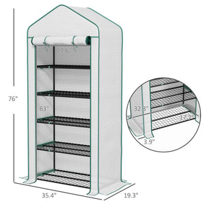English Elm Small Portable Walk-in Greenhouse Five Shelf Uv Resistant Polyethylene Patio Cover Green,White T3971P433660