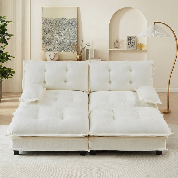 English Elm 77" Chenille Modular Cloud Sofa Plush Deep Seat Sectional with Ottomans for Living Room Beige W714S01676
