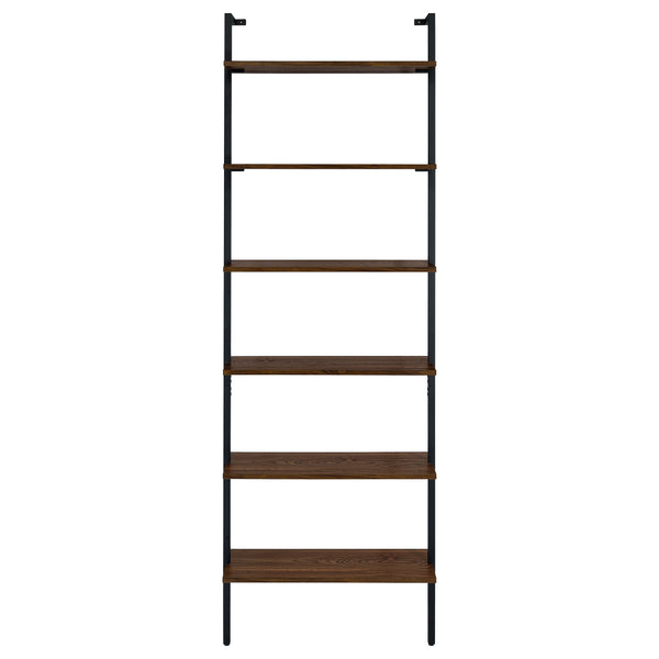 English Elm Christy 96" Walnut Six-Shelf Open-Back Wall Bookshelf — Modern Minimalist Storage for Books & Decor B062P299813