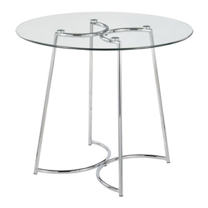 English Elm Cece Modern Dining Table With Clear Glass Top & Sleek Chrome Frame - Seats 4 For Glam Interiors B202S01101