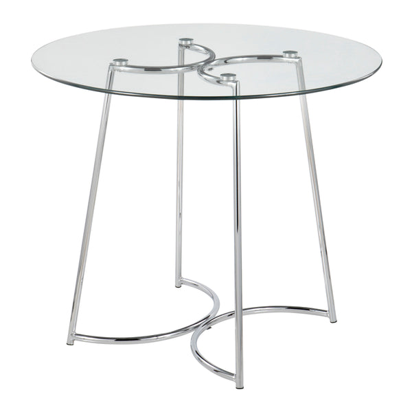 English Elm Cece Modern Dining Table With Clear Glass Top & Sleek Chrome Frame - Seats 4 For Glam Interiors B202S01101