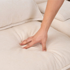 English Elm Modern U-shaped sofa with console, cupholders & USB ports — 6-seat sleeper with double chaise, chenille comfort W3401S00001