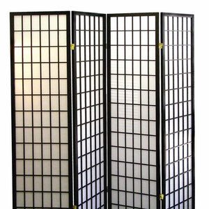 English Elm 70" Elegant Japanese-Style 4-Panel Room Divider - Black Finish Privacy Screen For Versatile Spaces B072115957