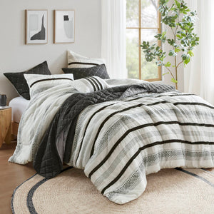English Elm 7 Stripe Comforter and Quilt Set Full/Queen - Soft Microfiber, Reversible Coverlet, Quilted Shams & Pillow Multicolor 23.23 L x 19.68 W x 11.22 H B035P280390