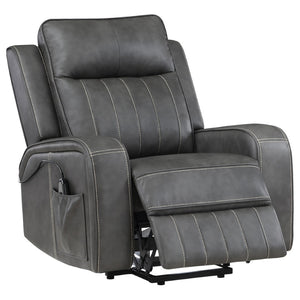 English Elm Mckinley Power Lift Recliner in Grey Leatherette with Plush Foam and Track Arms B062P468099