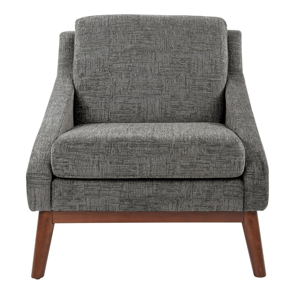 OSP Home Furnishings Mid-century Open Arm Club Chair with Solid Wood Legs and Plush Fiber Seat Cushions Charcoal SL4411R-MC4