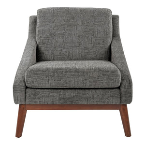 OSP Home Furnishings Mid-century Open Arm Club Chair with Solid Wood Legs and Plush Fiber Seat Cushions Charcoal SL4411R-MC4