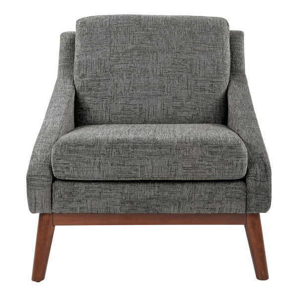 OSP Home Furnishings Mid-century Open Arm Club Chair with Solid Wood Legs and Plush Fiber Seat Cushions Charcoal SL4411R-MC4