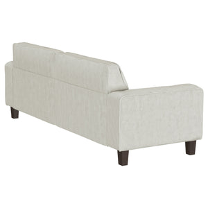 English Elm Evoke Greige Upholstered Tufted Sofa with Corduroy-Inspired Fabric, Track Arms, Tapered Legs — Luxe Seating for Living Rooms, Entertaining and Game Days B062S00854