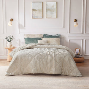 English Elm 4 Pcs Champagne Velvet Duvet Cover Set With Decorative Pillow - Luxurious Full/Queen Bedding Ensemble B035P319876