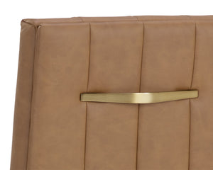 Sunpan Wilbur Dining Chair Set of 2 - Chic Milliken Cognac Faux Leather with Stylish Stainless Steel Legs