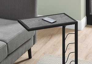 English Elm Accent Table, C-Shaped Design For Living Room And Bedroom, Grey Laminate Top With Black Metal Base B2710P219256